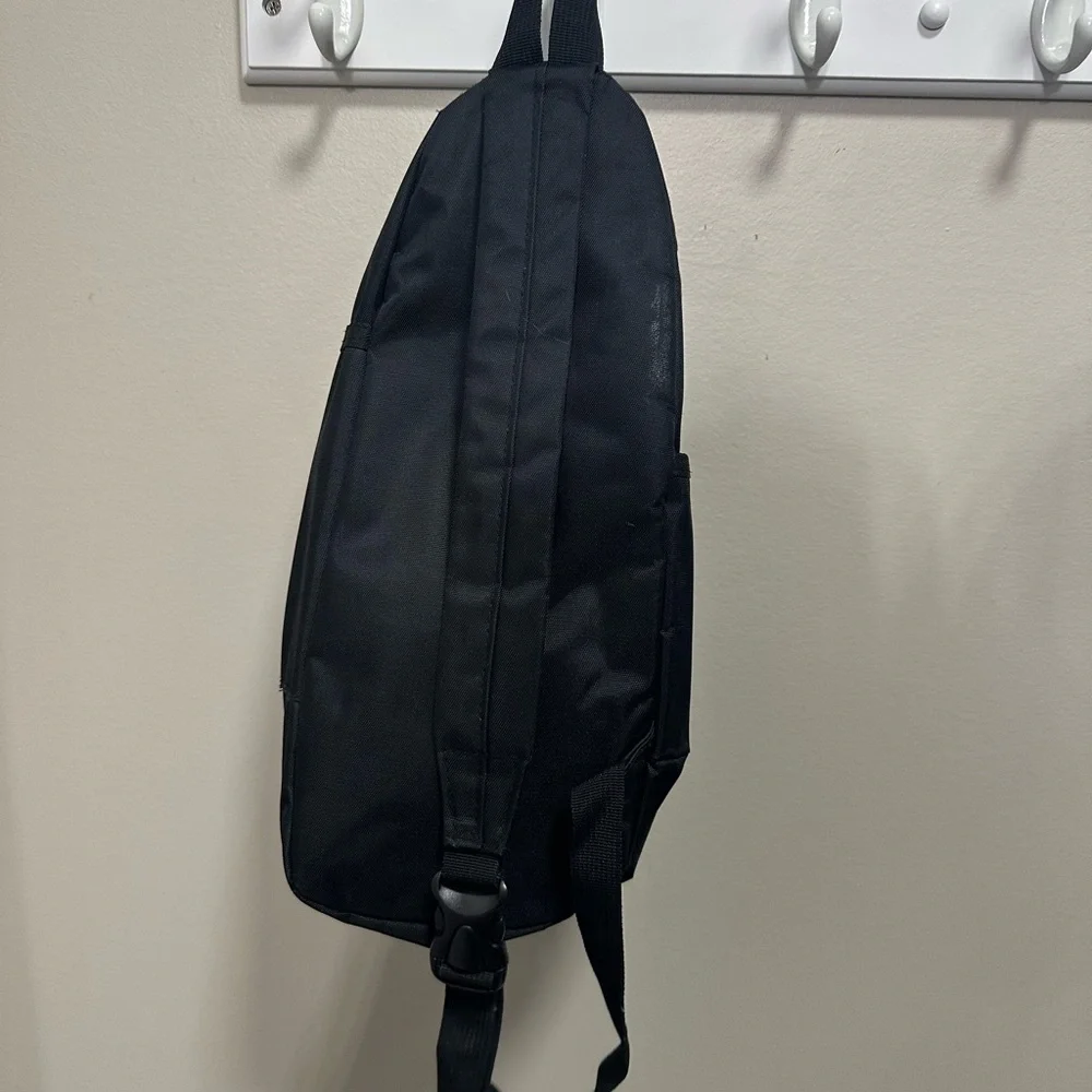 Supreme Black Backpack with White Logo and Red Patch